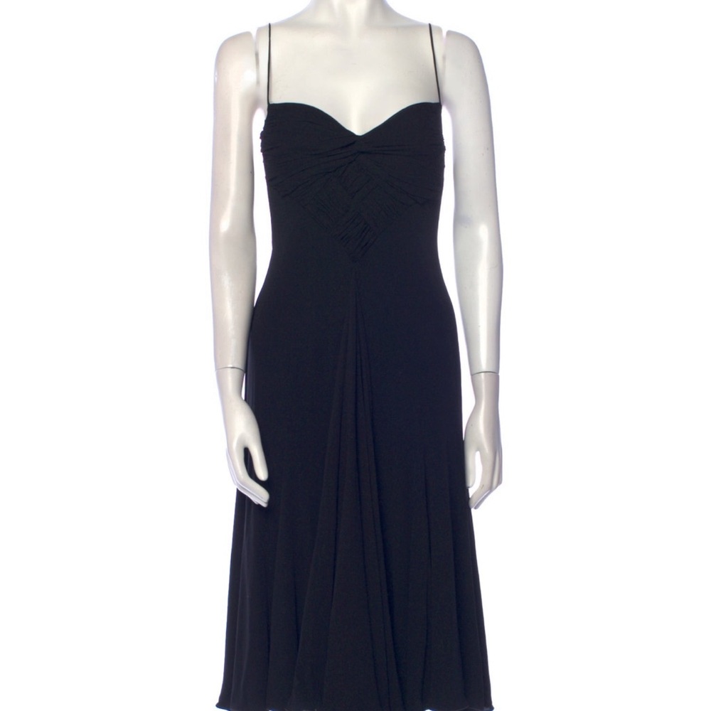 Armani Collezioni Elegant Black Spaghetti Strap Dress